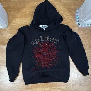 Sp5der OG Rhinestone Hoodie "Black" Size XL